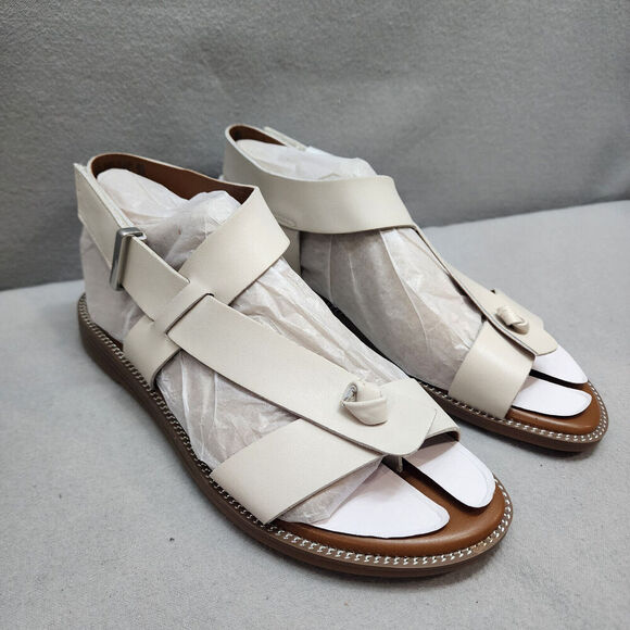 Franco Sarto L-Glenni Ivory Leather Comfort Strappy Womens Sandal Size 6W - NWOB - Picture 1 of 8